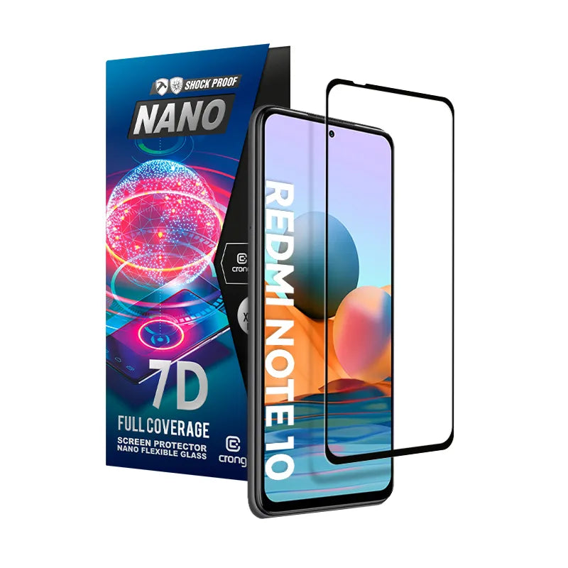 Crong 7D Nano Lankstus Stiklas - Neardus 9H hibridinis stiklas visam Xiaomi Redmi Note 10 5G ekranui
