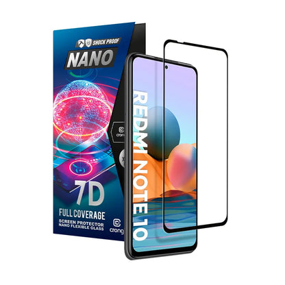 Crong 7D Nano Lankstus Stiklas - Neardus 9H hibridinis stiklas visam Xiaomi Redmi Note 10 5G ekranui