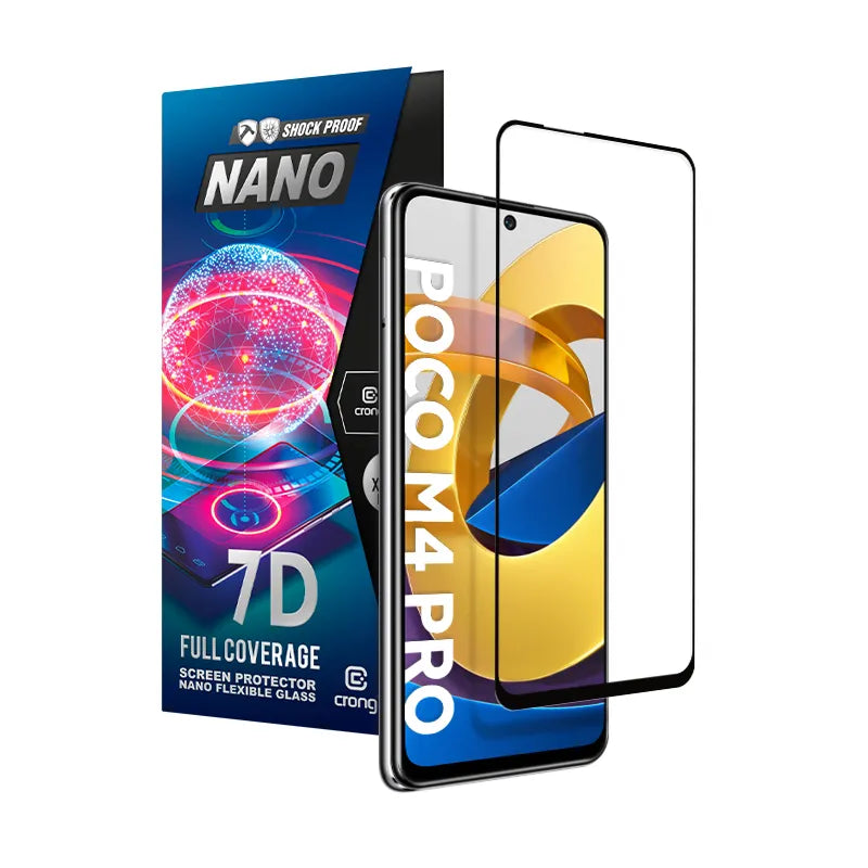 Crong 7D Nano Lankstus Stiklas - Neperleidžiamas 9H hibridinis stiklas visam Xiaomi POCO M4 Pro 5G ekranui