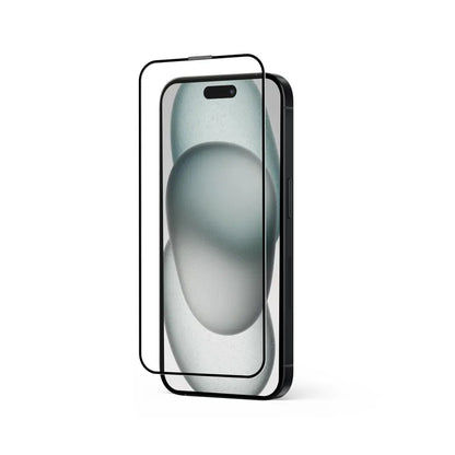 Crong Anti-Bakterinis 3D Armor Glass – 9H Full Glue grūdintas stiklas, skirtas iPhone 16 Plus / iPhone 15 Plus + montavimo rėmelis