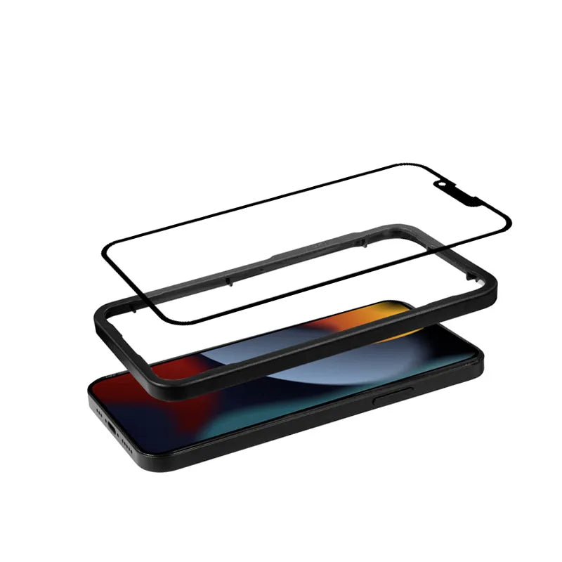 Crong Anti-Bakterinis 3D Armor Glass – 9H grūdintas stiklas visam ekranui iPhone 14 Plus / iPhone 13 Pro Max + montavimo rėmelis