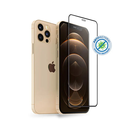 Crong Antibakterinis 3D Armor Glass – 9H grūdintas stiklas visam iPhone 12 Pro Max ekranui + montavimo rėmelis