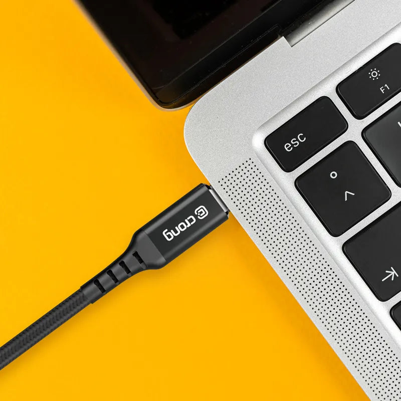 Crong Armor Link - 60W PD 3A USB-A į USB-C kabelis 25cm (juodas)