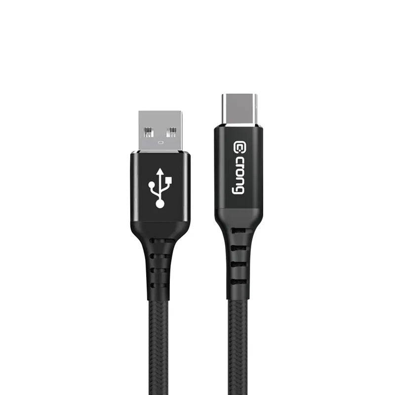 Crong Armor Link - 60W PD 3A USB-A į USB-C kabelis 25cm (juodas)