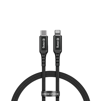 Crong Armor Link - USB-C Lightning greito įkrovimo MFi laidas 150cm (juodas)