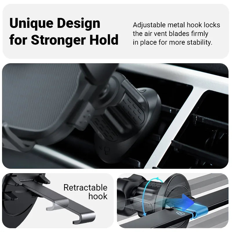 Crong Automobilinio laikiklio oro ventiliacijai - universalus automobilio oro ventiliacijos laikiklis (juodas)