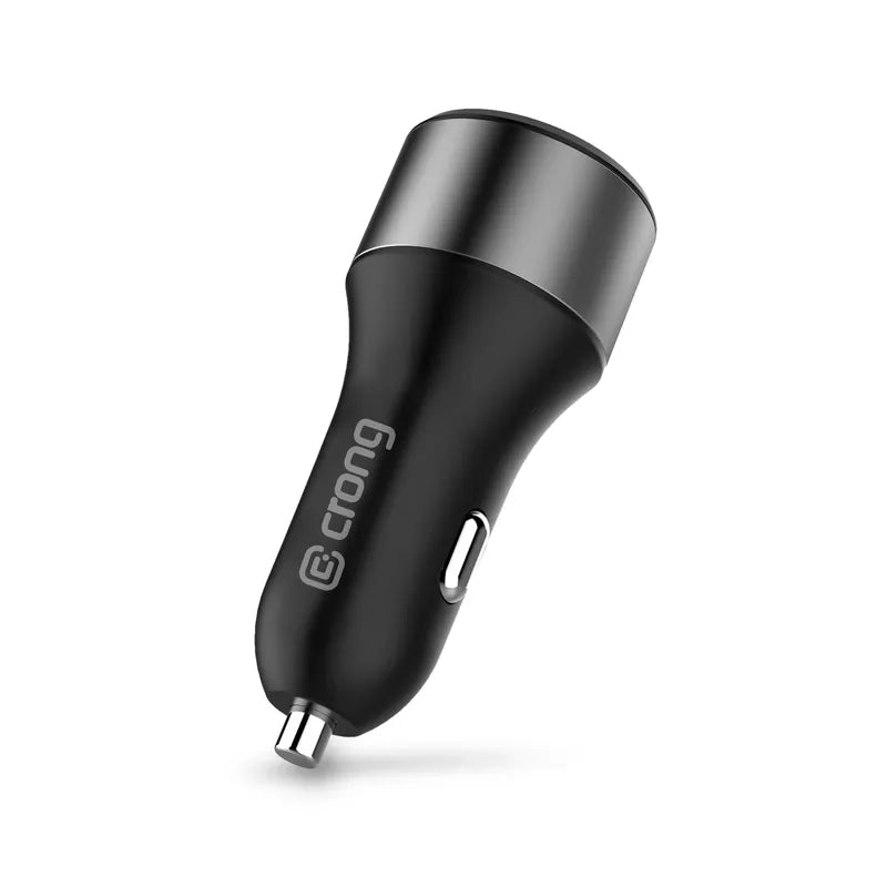 Crong automobilinis įkroviklis 63W – USB-C PD 45W automobilinis įkroviklis + USB QC 3.0 18W (juodas)