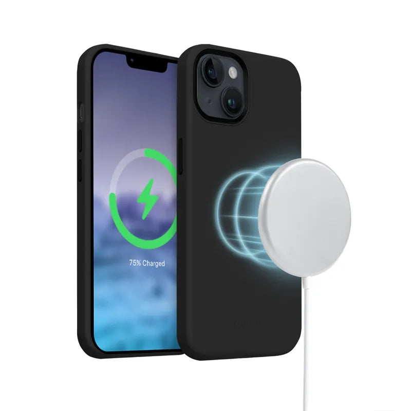 Crong Color Cover LUX Magnetic - iPhone 15 Plus MagSafe dėklas (juodas)