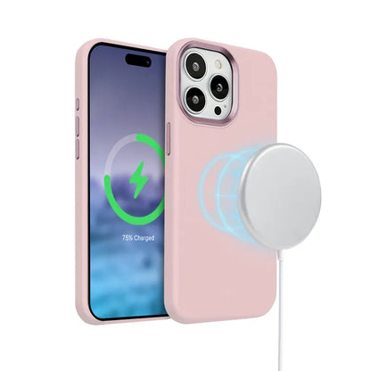 Crong Color Cover LUX Magnetic - „iPhone 15 Pro“ dėklas su MagSafe (rožinis)