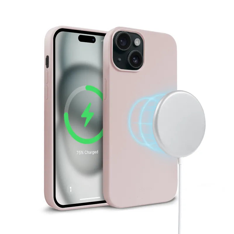 Crong Color Cover Magnetic - iPhone 15 MagSafe dėklas (smėlio rožinės)