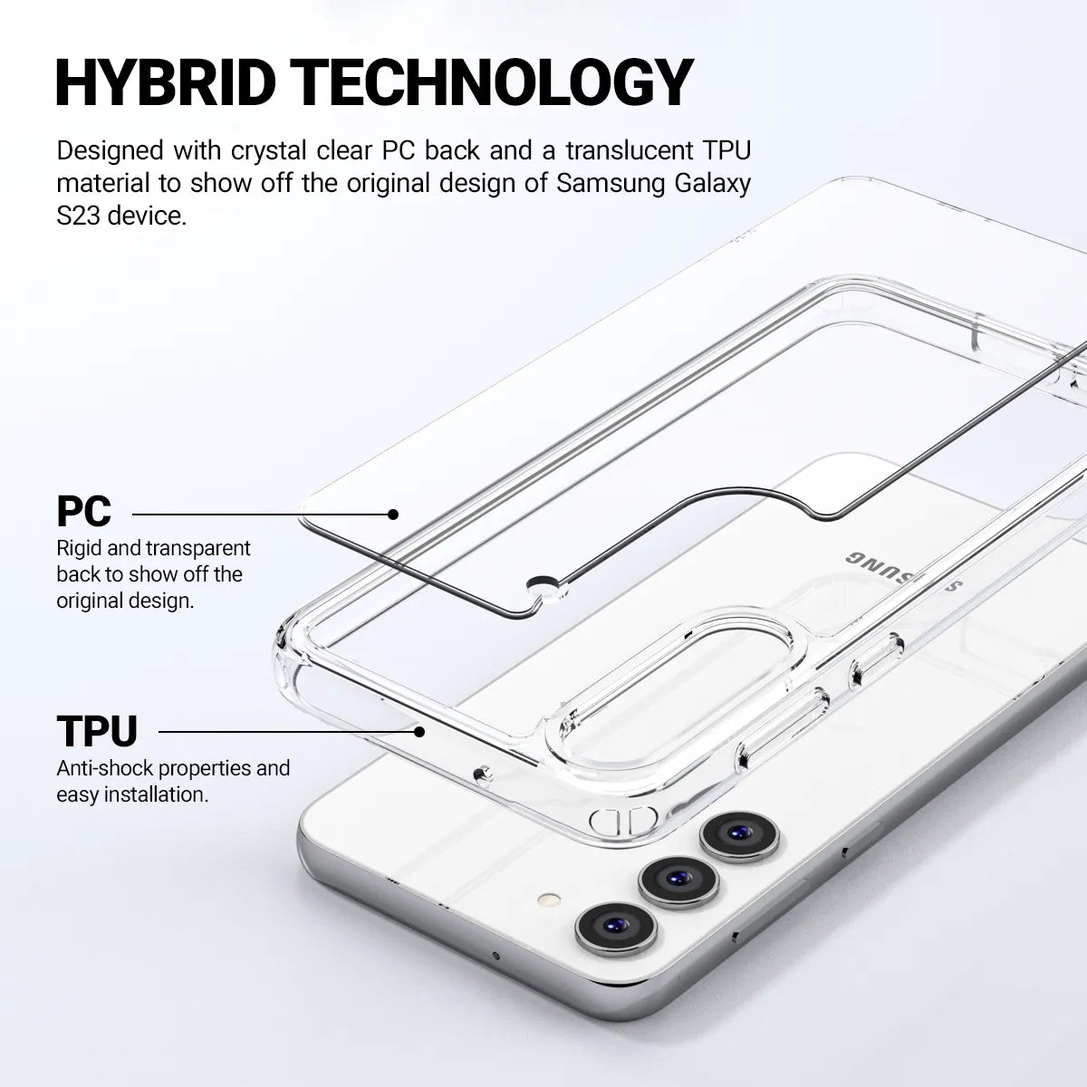 Crong Crystal Shield dėklas – Samsung Galaxy S23 dėklas (skaidrus)