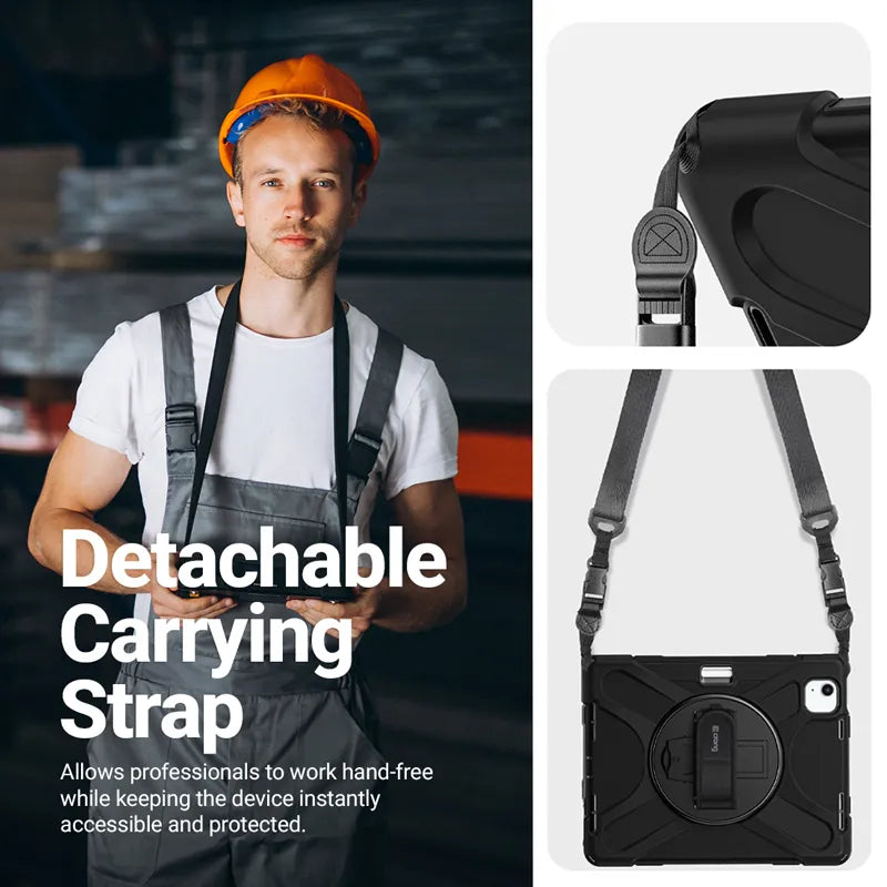Crong Defender Plus – Tvirtas dėklas iPad Pro 11" M5 (2025) / M4 (2024) (Juodas)