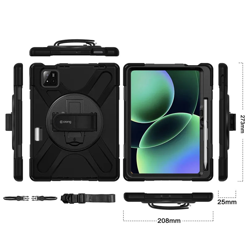 Crong Defender Plus – Tvirtas dėklas „Xiaomi Pad 8 / 8 Pro / Pad 7 / 7 Pro“ 11.2" (juodas)