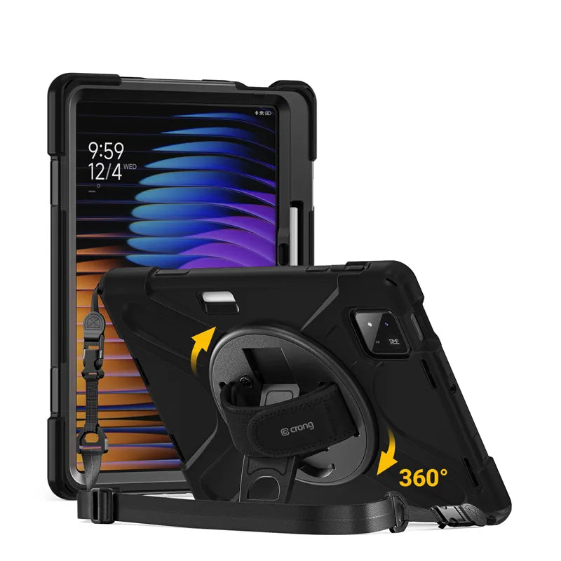 Crong Defender Plus – Tvirtas dėklas „Xiaomi Pad 8 / 8 Pro / Pad 7 / 7 Pro“ 11.2" (juodas)