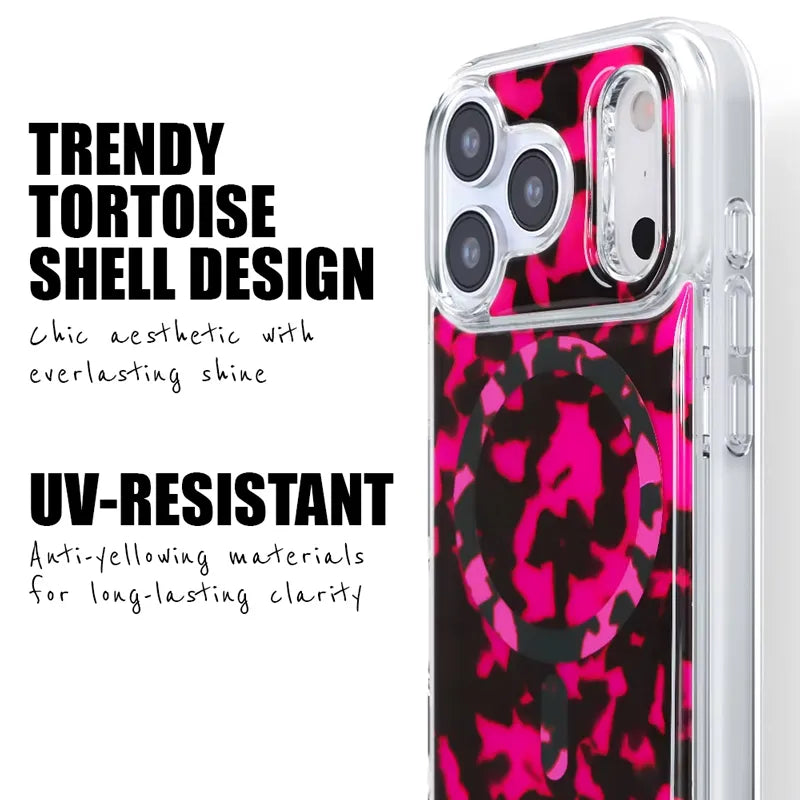 Crong Deluxe MAG Cover – dėklas iPhone 17 su MagSafe (Pink Tortoise)