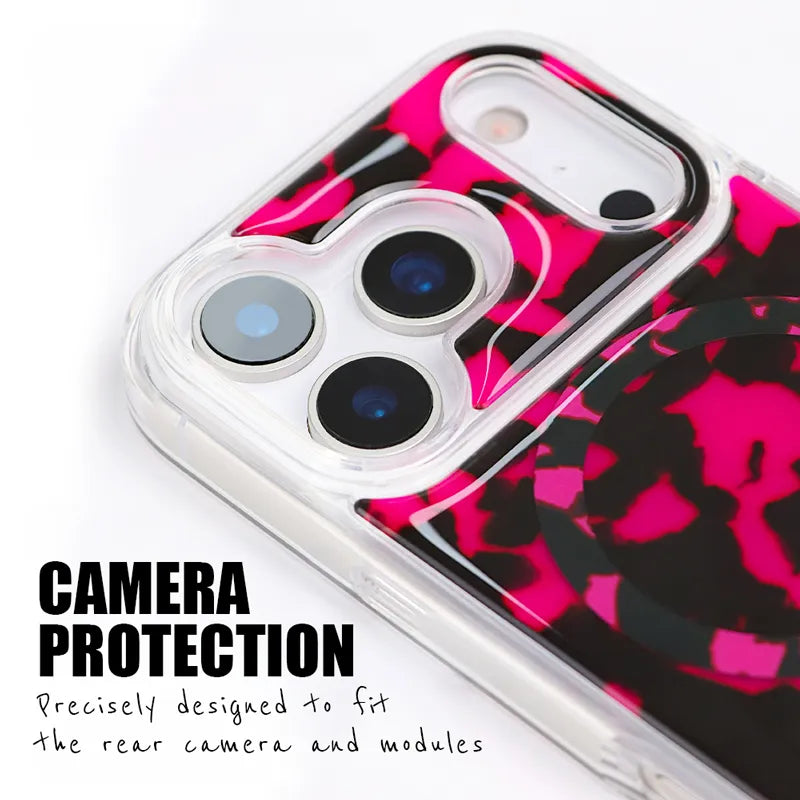 Crong Deluxe MAG Cover - dėklas su MagSafe skirtas iPhone 17 Pro Max (rožinis vėžlio kiauto raštas)
