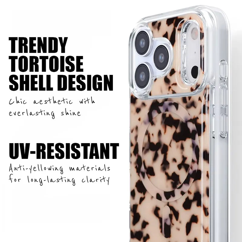 Crong Deluxe MAG Cover - iPhone 17 Pro Max MagSafe dėklas (Blonde Tortoise)