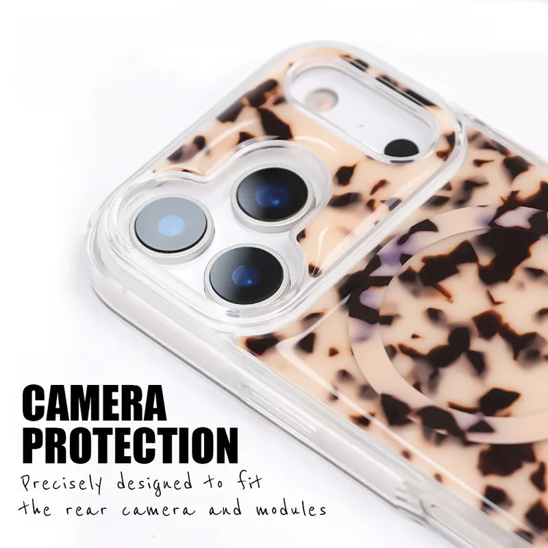 Crong Deluxe MAG dėklas – „iPhone 17 Pro“ „MagSafe“ dėklas (Blonde Tortoise)