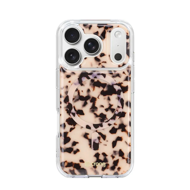 Crong Deluxe MAG dėklas – „iPhone 17 Pro“ „MagSafe“ dėklas (Blonde Tortoise)