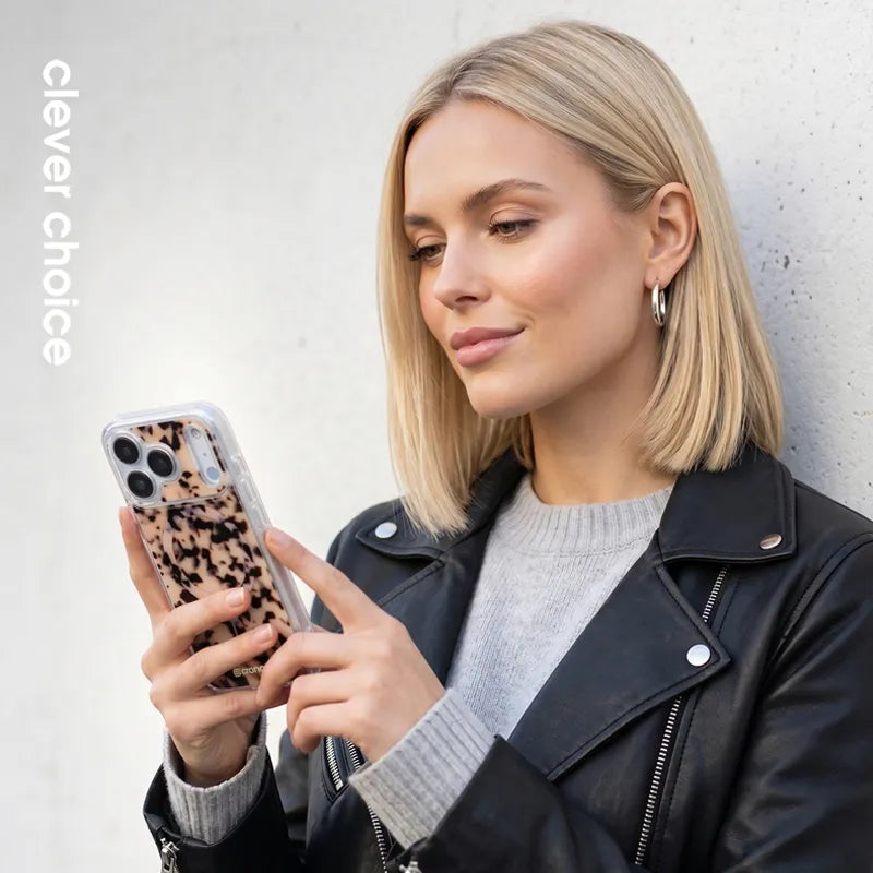 Crong Deluxe MAG dėklas – „iPhone 17 Pro“ „MagSafe“ dėklas (Blonde Tortoise)