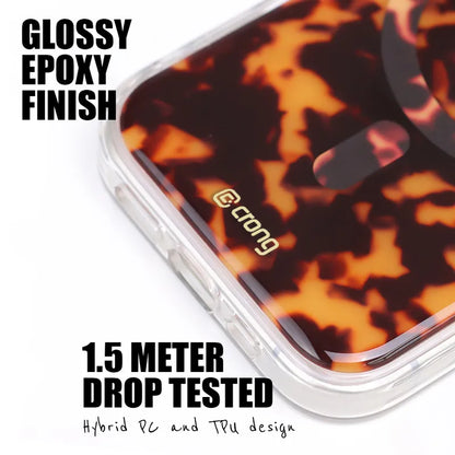 Crong Deluxe MAG dėklas – iPhone 17 Pro MagSafe dėklas (vėžlio rašto)