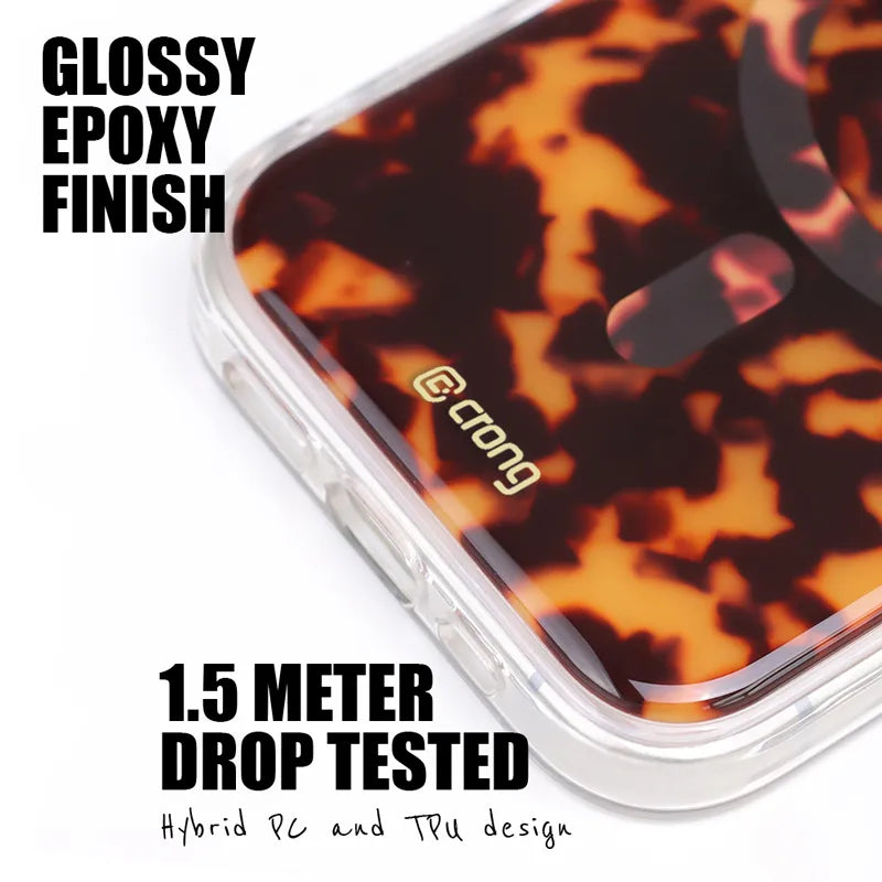 Crong Deluxe MAG dėklas – iPhone 17 Pro Max MagSafe dėklas (vėžlio rašto)
