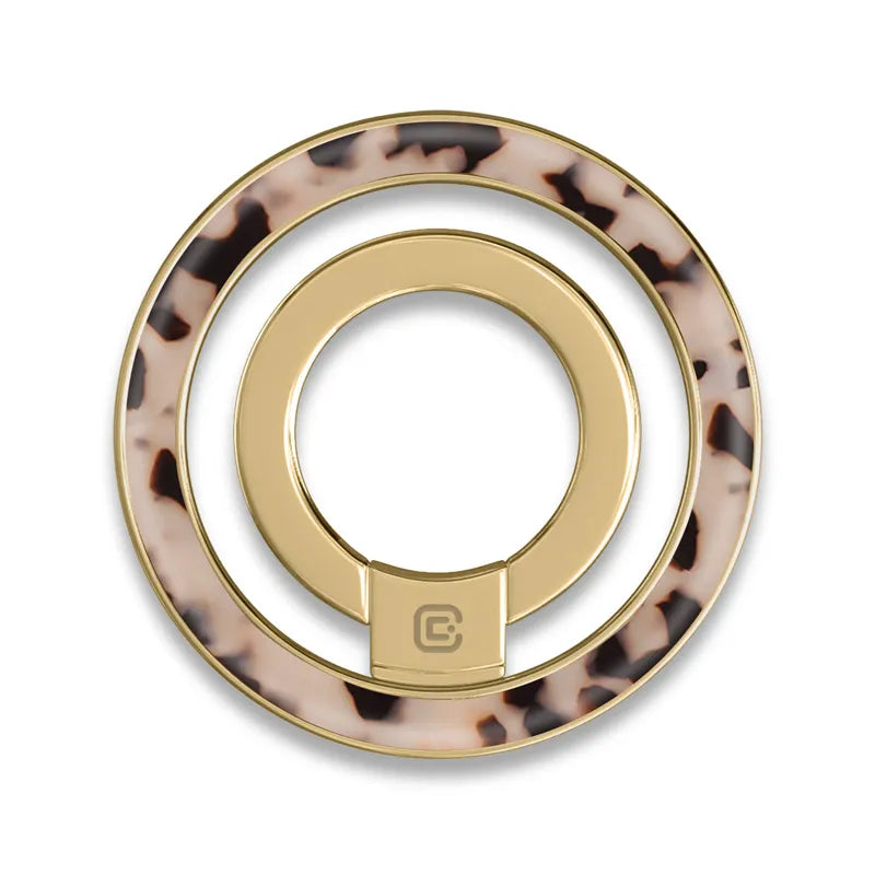 Crong Deluxe RING laikiklis - MagSafe magnetinis telefono laikiklis (Blonde Tortoise)