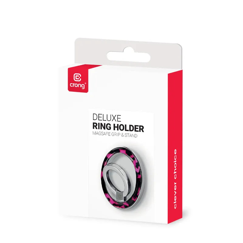 Crong Deluxe RING laikiklis – MagSafe magnetinis telefono laikiklis (rožinis vėžlio kiauto raštas)