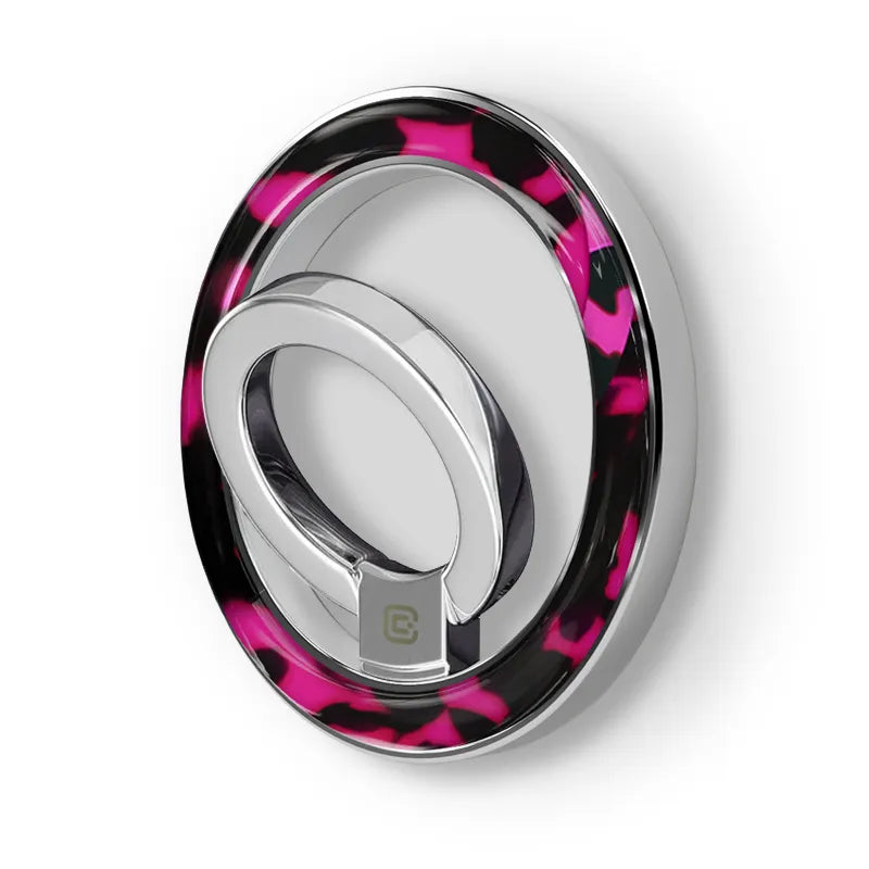 Crong Deluxe RING laikiklis – MagSafe magnetinis telefono laikiklis (rožinis vėžlio kiauto raštas)