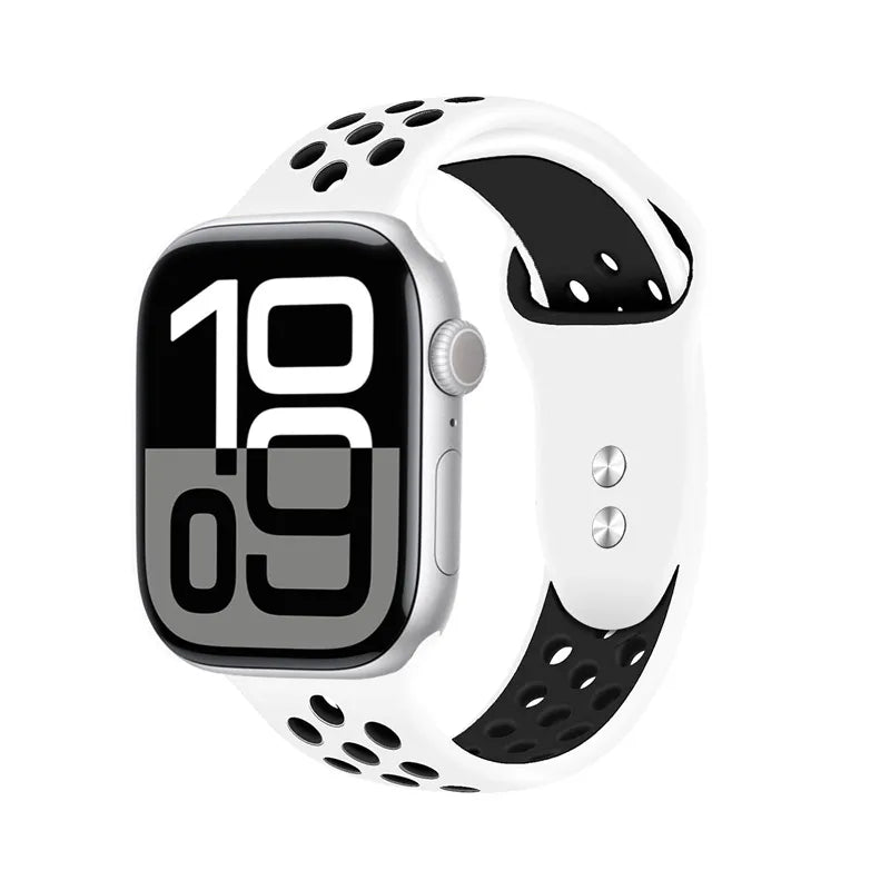 Crong Duo Sport – Apple Watch apyrankė 38/40/41/42 mm (balta/juoda)