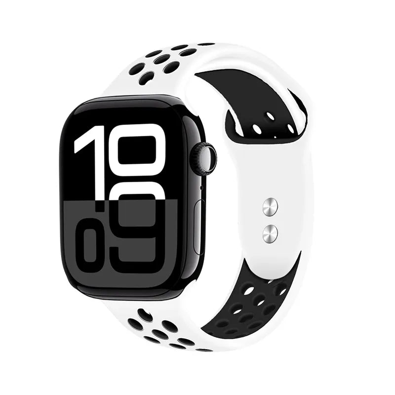 Crong Duo Sport – Apple Watch apyrankė 38/40/41/42 mm (balta/juoda)