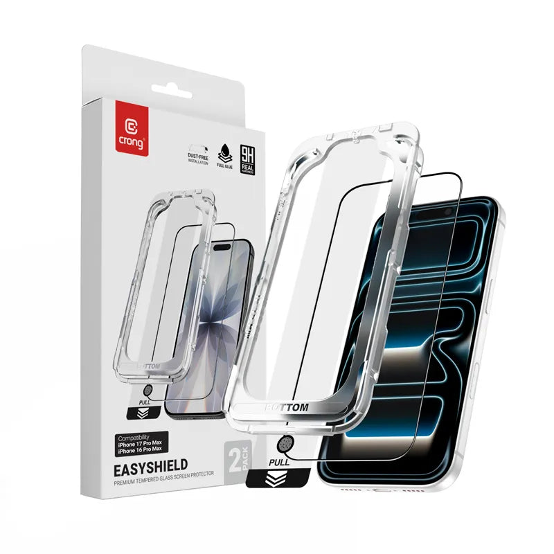 Crong EasyShield 2 vnt. - Grūdintas stiklas iPhone 17 Pro Max / iPhone 16 Pro Max (2 vnt.)