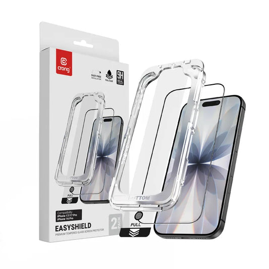 Crong EasyShield 2 vnt. Grūdintas stiklas, skirtas iPhone 17 / iPhone 17 Pro / iPhone 16 Pro (2 vnt.)