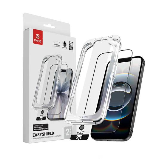 Crong EasyShield 2 vnt. – Grūdintas stiklas, skirtas iPhone 17e / 16e / 14 / 13 / 13 Pro (2 vnt.)
