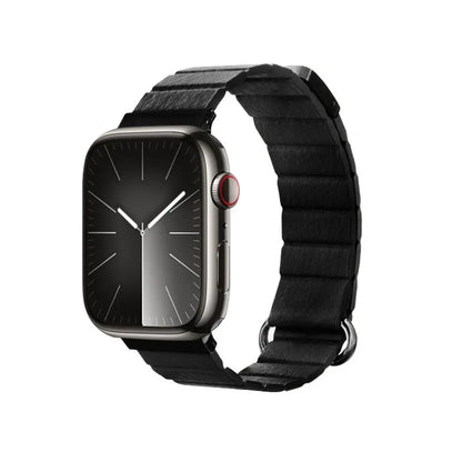 Crong Eclipse - Magnetinė odinė apyrankė Apple Watch 44/45/46/49 mm (Juoda)