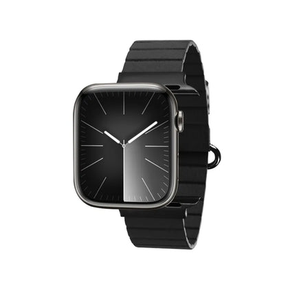 Crong Eclipse - Magnetinė odinė apyrankė Apple Watch 44/45/46/49 mm (Juoda)