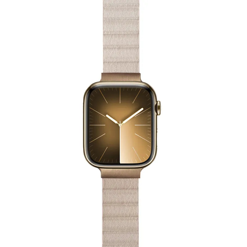 Crong Eclipse – Magnetinė odinė juosta Apple Watch 38/40/41/42mm (Smėlio spalvos)