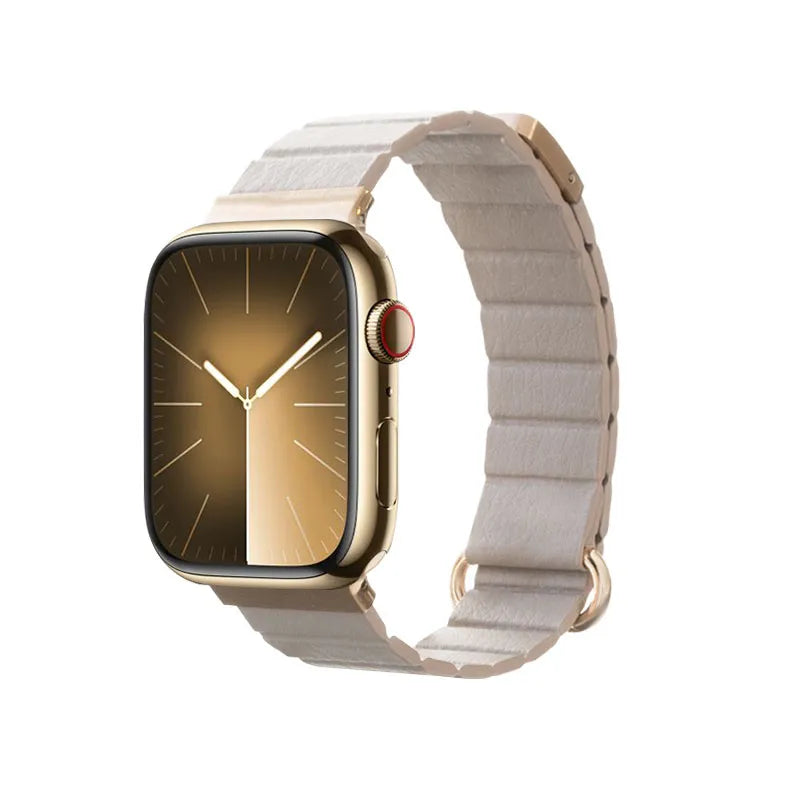 Crong Eclipse – Magnetinė odinė juosta Apple Watch 38/40/41/42mm (Smėlio spalvos)