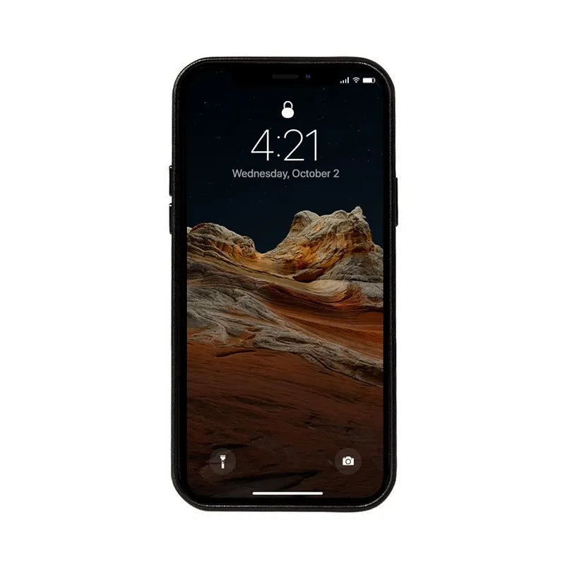 Crong Essential Cover - Dydžio "iPhone 12 Pro Max" dėklas iš dirbtinės odos (juodas)