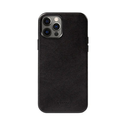 Crong Essential Cover - Dydžio "iPhone 12 Pro Max" dėklas iš dirbtinės odos (juodas)