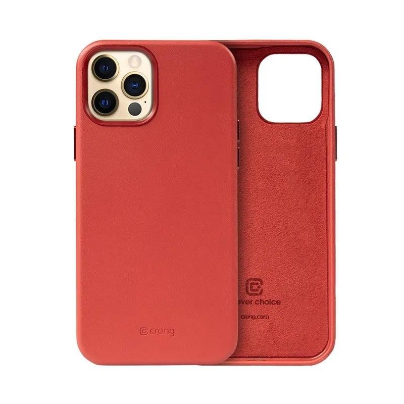 Crong Essential Cover - Faux Leather Case for iPhone 12 Pro Max (Red)