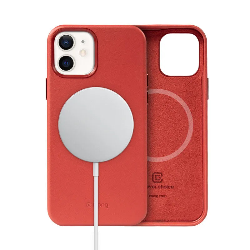 Crong Essential Cover Magnetic - iPhone 12 / iPhone 12 Pro MagSafe odos dėklas (Raudonas)