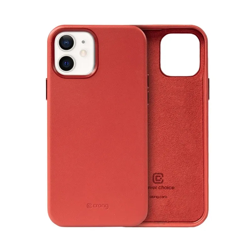 Crong Essential Cover - PU odos dėklas iPhone 12 / iPhone 12 Pro (Raudonas)
