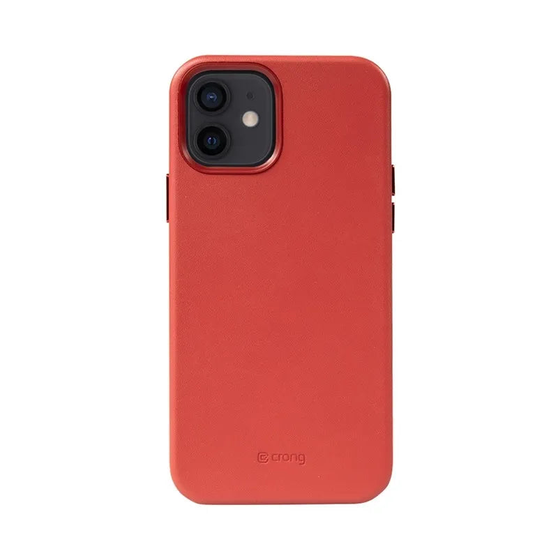 Crong Essential Cover - PU odos dėklas iPhone 12 / iPhone 12 Pro (Raudonas)