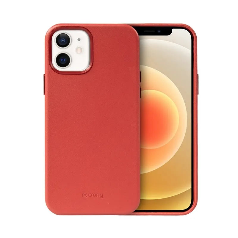 Crong Essential Cover - PU odos dėklas iPhone 12 / iPhone 12 Pro (Raudonas)