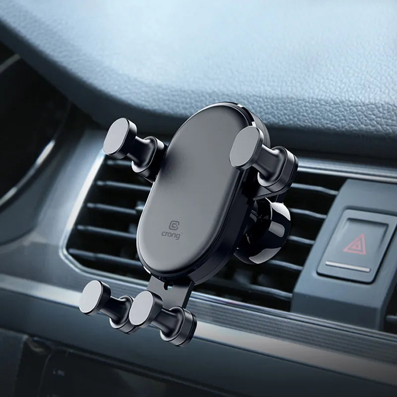 Crong Gravity Automatinio Fiksavimo Automobilinis Laikiklis – Gravity automobilinis laikiklis 4,7–6,5 colių telefonams (juodas)