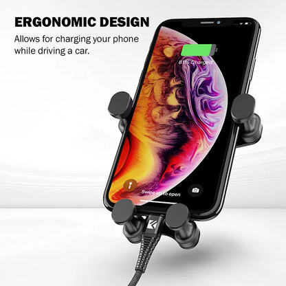 Crong Gravity Automatinio Fiksavimo Automobilinis Laikiklis – Gravity automobilinis laikiklis 4,7–6,5 colių telefonams (juodas)