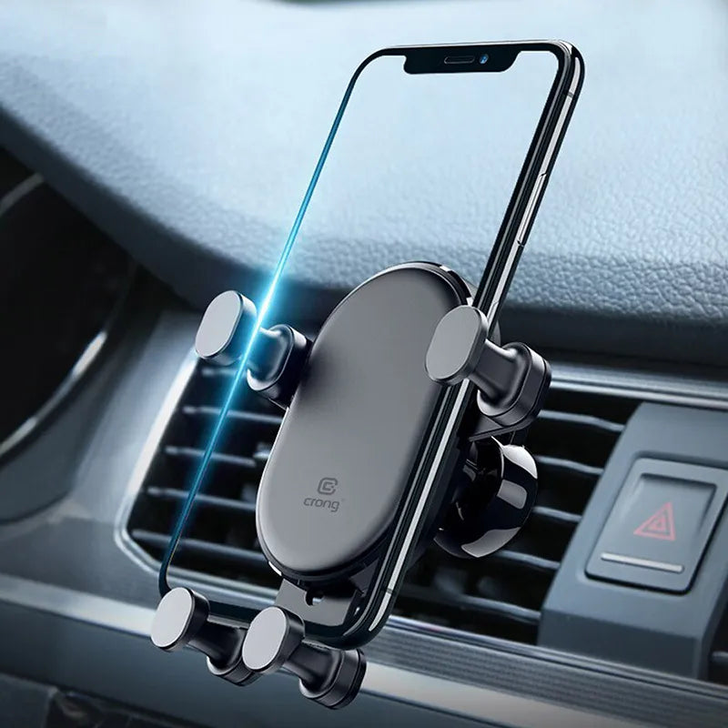 Crong Gravity Automatinio Fiksavimo Automobilinis Laikiklis – Gravity automobilinis laikiklis 4,7–6,5 colių telefonams (juodas)