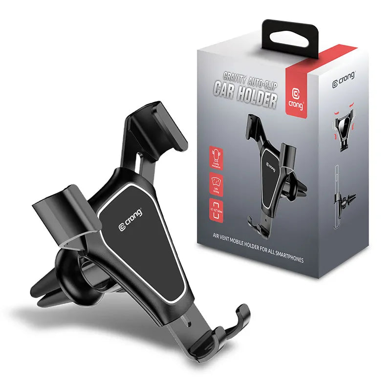Crong Gravity Automatinis spaustukas automobilio laikiklis - Gravitacinis automobilio laikiklis 4,7" - 6,5" telefonams (juodas)