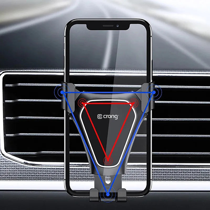 Crong Gravity Automatinis spaustukas automobilio laikiklis - Gravitacinis automobilio laikiklis 4,7" - 6,5" telefonams (juodas)